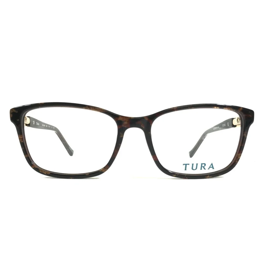 Tura Eyeglasses Frames MOD.R536 BRN Polished Havana Gold Crystals 51-16-130